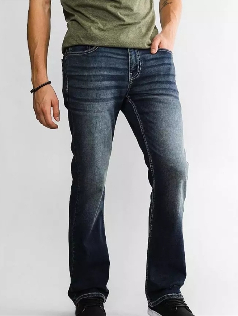 BKE AIDEN Boot Stretch Jeans In Daney Men's 30x30 Performance Slim Dark Wash